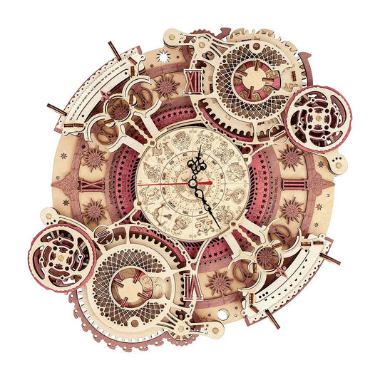 Zodiac Wall Clock Mechanical Time Art Engine 3D Wooden Puzzle