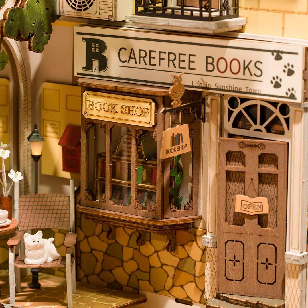Sunshine Town DIY Book Nook Shelf Insert Miniature Dollhouse