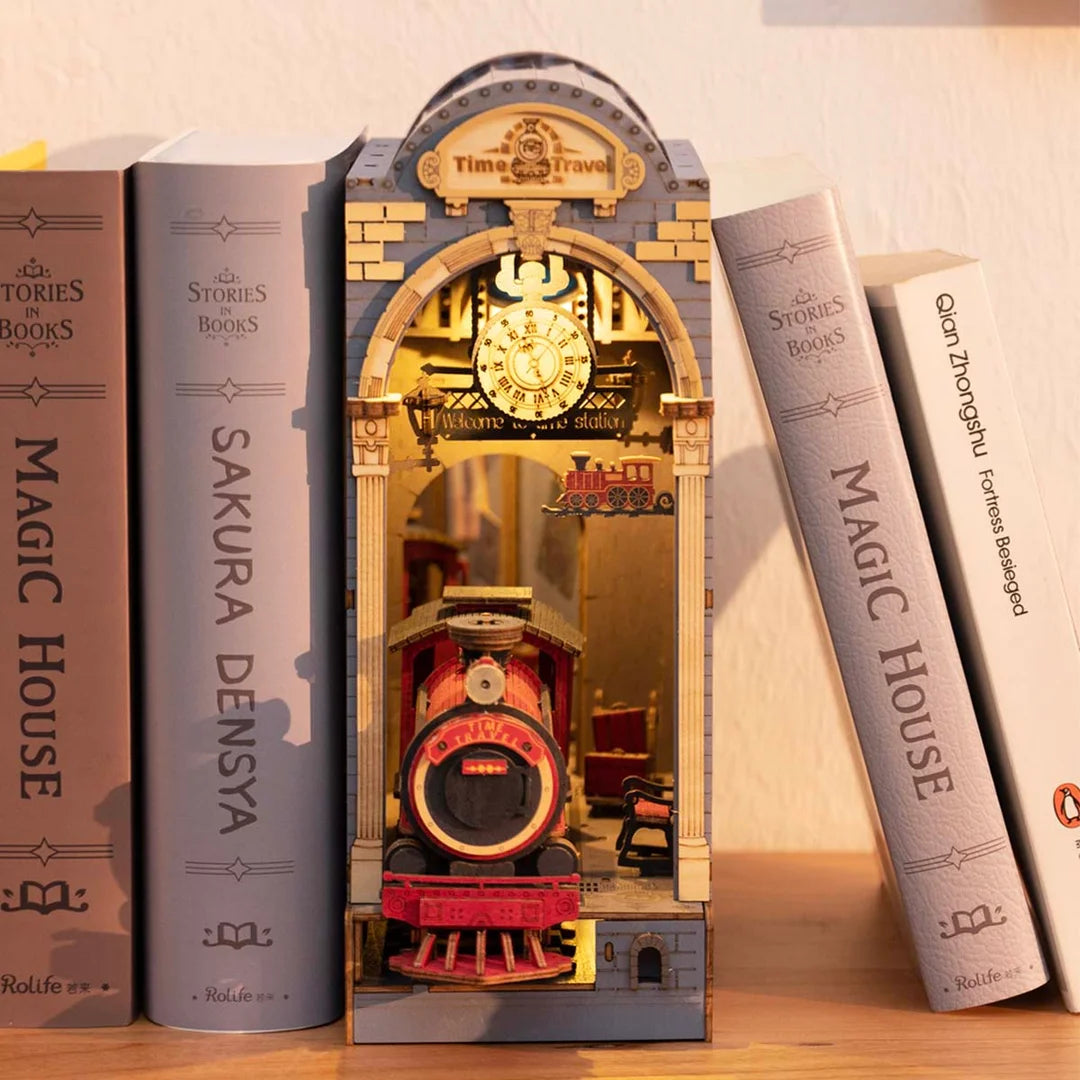 Time Travel DIY Book Nook Shelf Insert Miniature Dollhouse