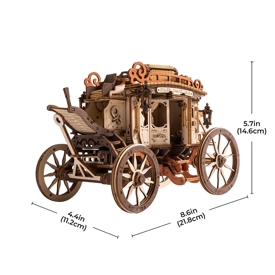 Stagecoach Mechanical Music Box 3D Wooden Puzzle