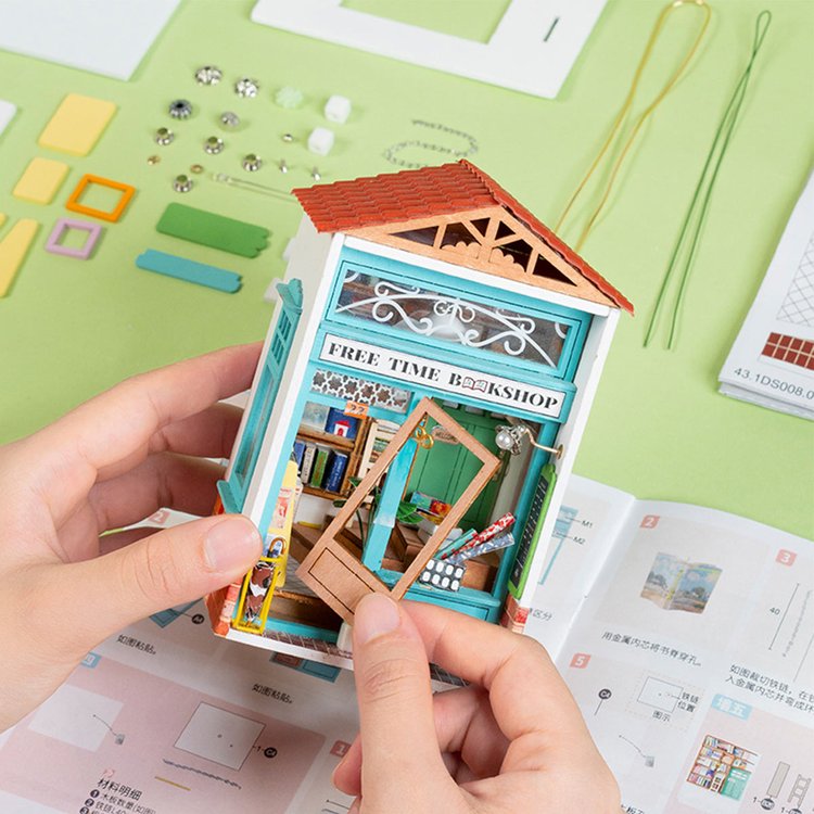 Free Time Bookshop DIY Miniature Dollhouse Kit