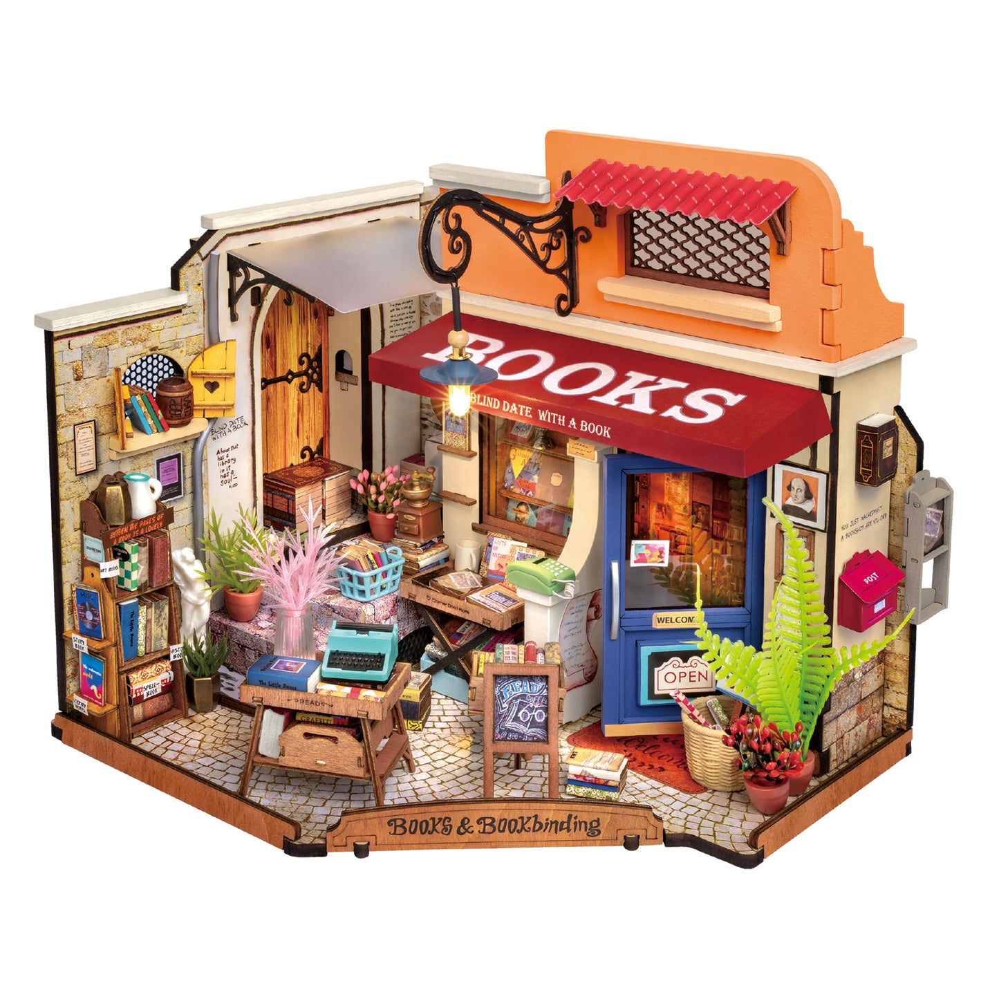 Corner Bookstore DIY 3D Miniature Dollhouse Kit