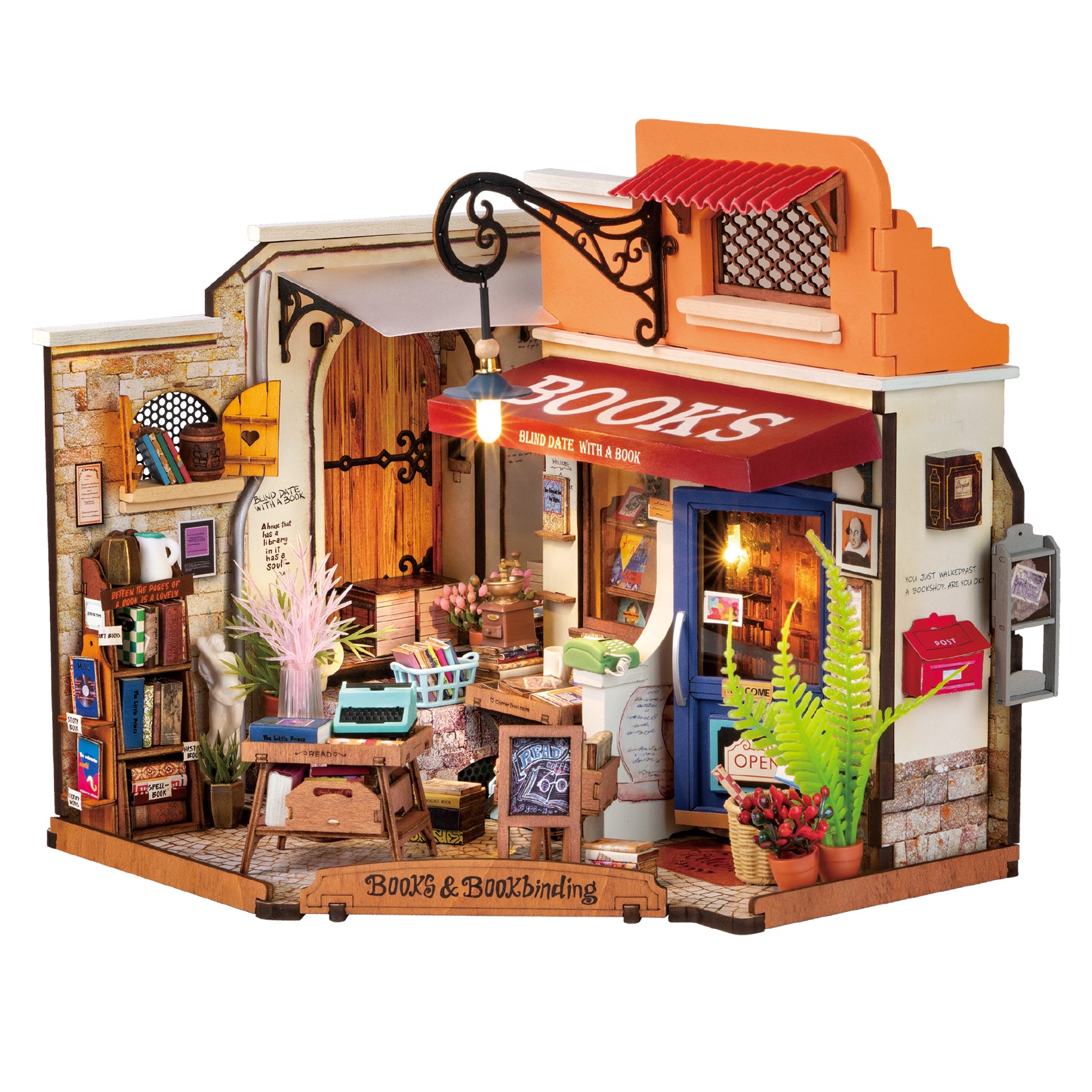 Corner Bookstore DIY 3D Miniature Dollhouse Kit