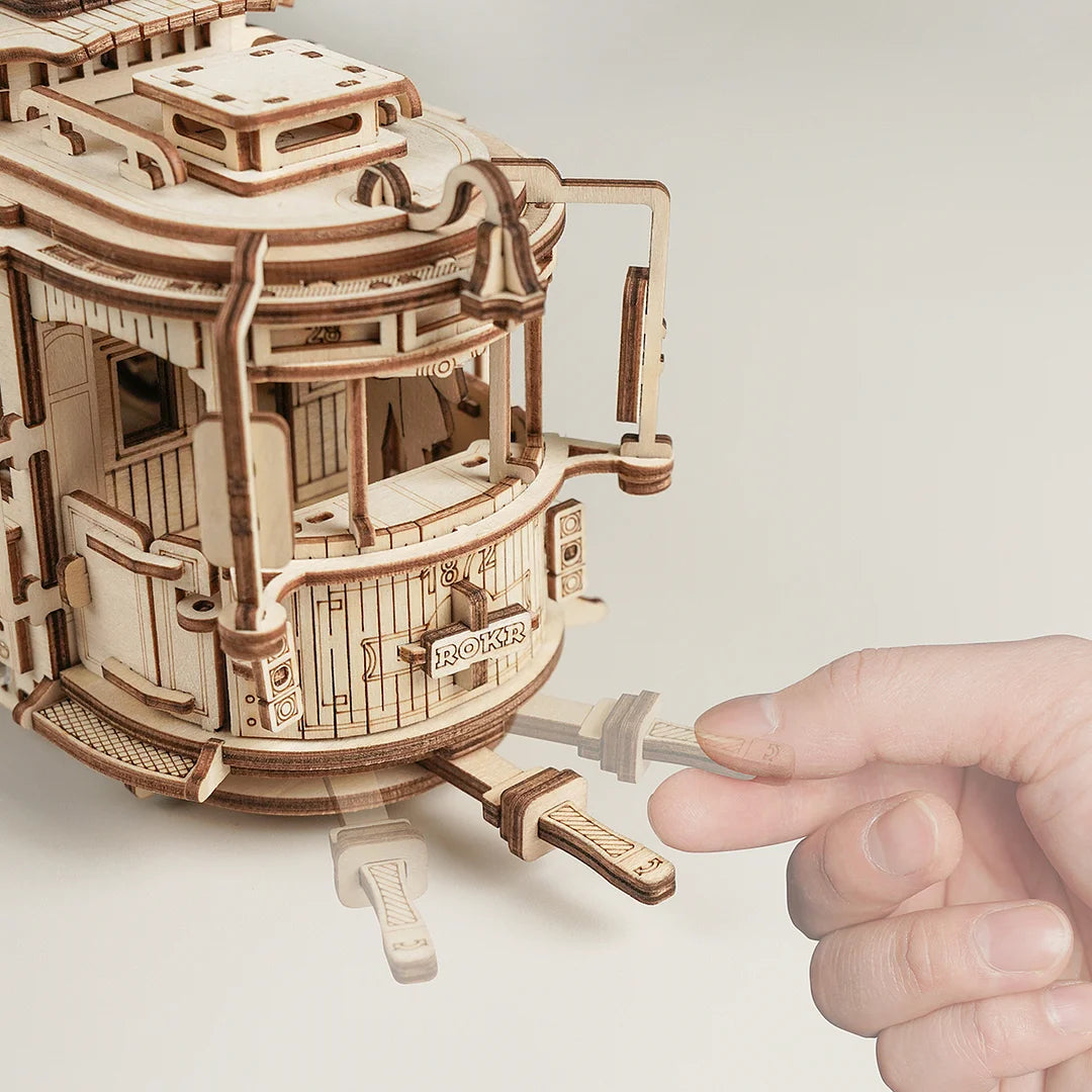 Classic City Tram DIY Moving 3D Wooden Puzzle