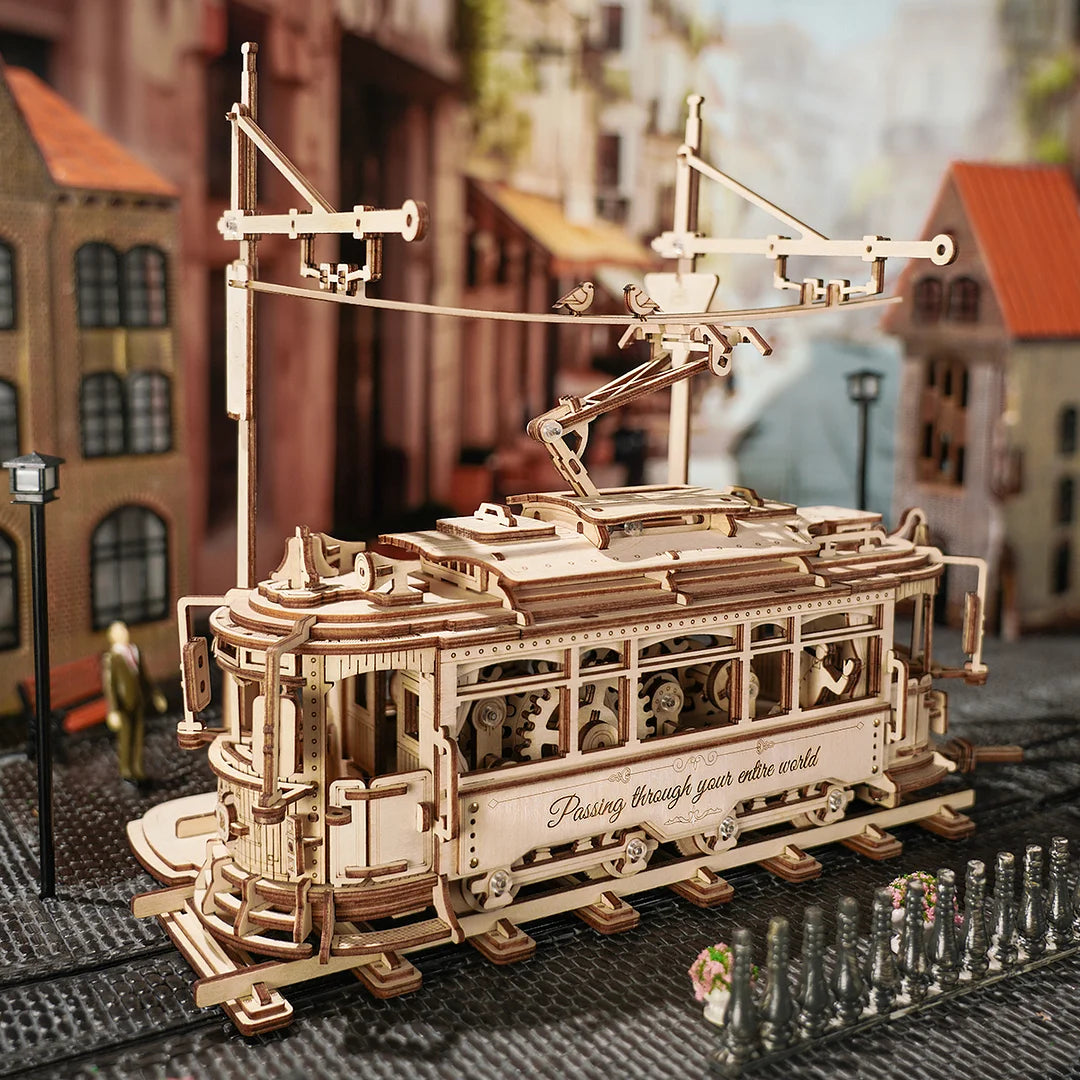 Classic City Tram DIY Moving 3D Wooden Puzzle