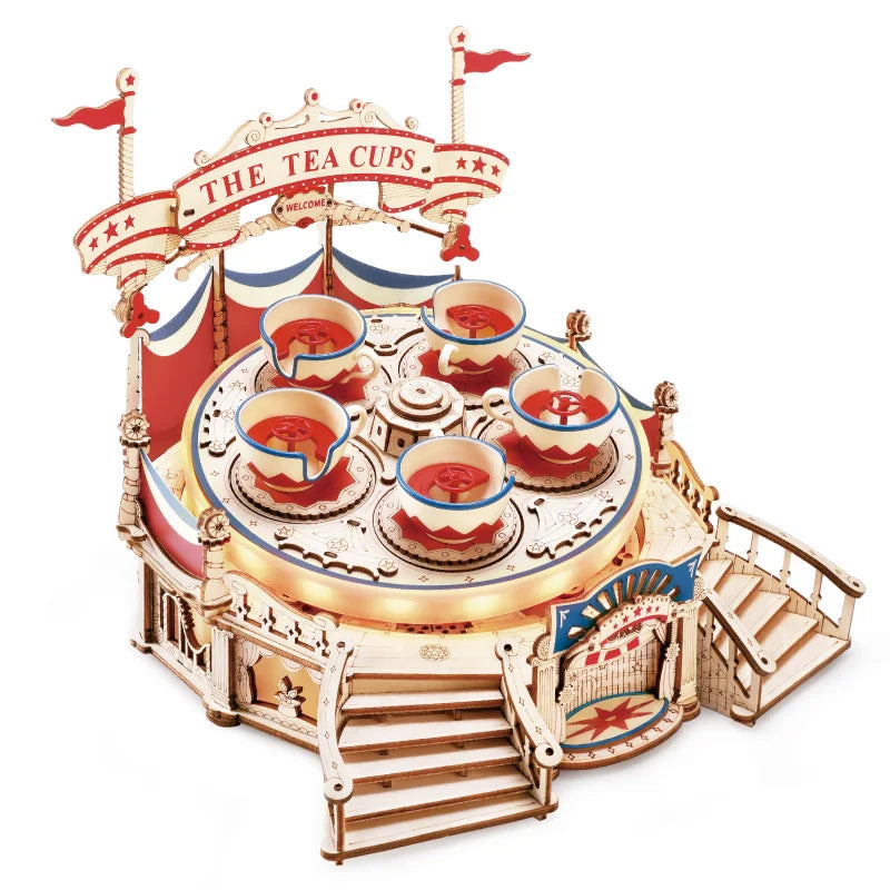 Tilt-A-Whirl DIY Music Box 3D Wooden Puzzle