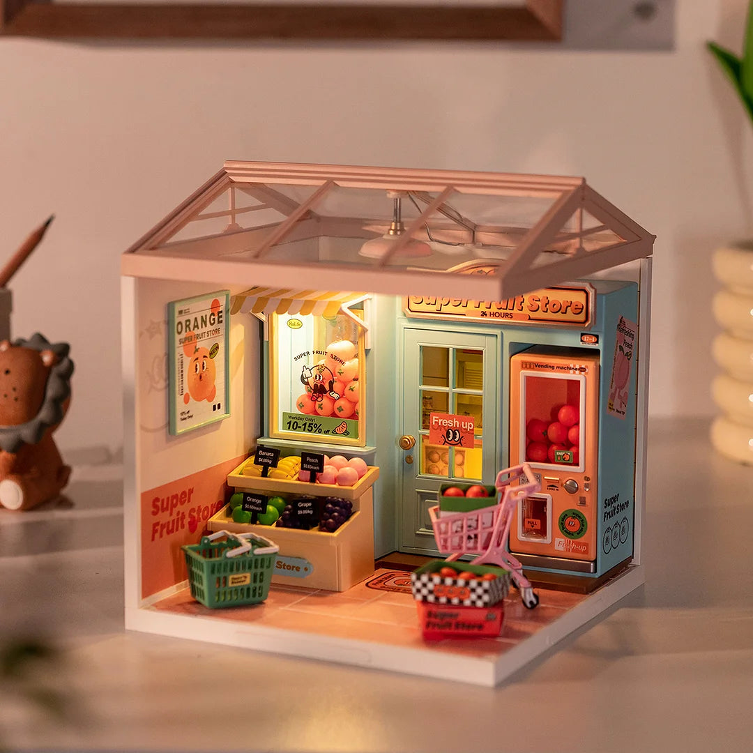 Super Creator Super Fruit Store Plastic DIY Miniature Dollhouse Kit