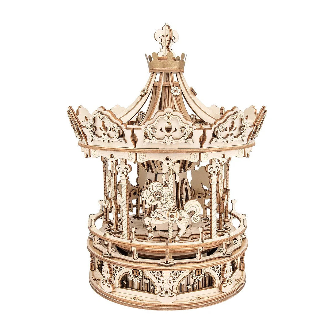 Romantic Carousel Mechanical Music Box 3D Wooden Puzzle