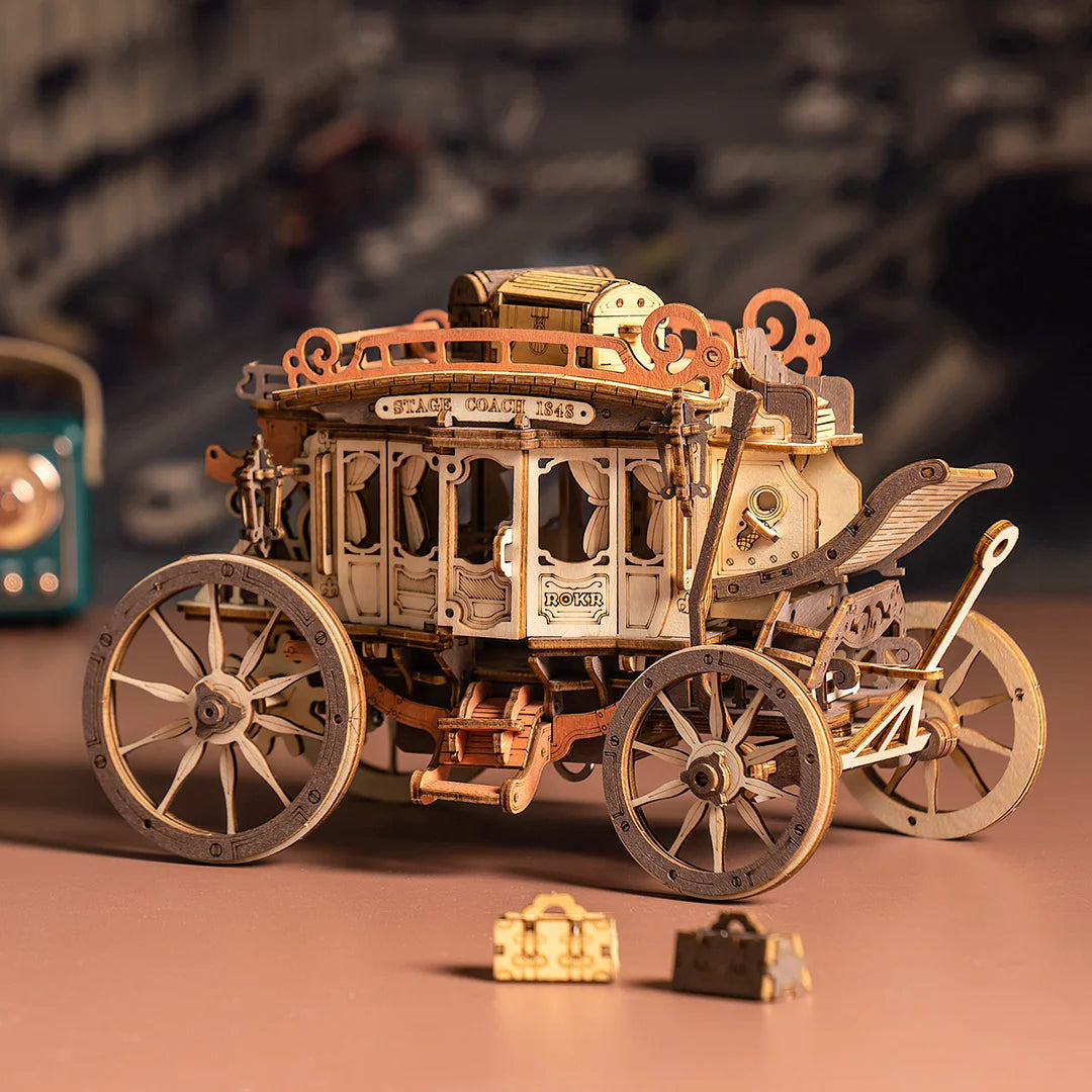 Stagecoach Mechanical Music Box 3D Wooden Puzzle