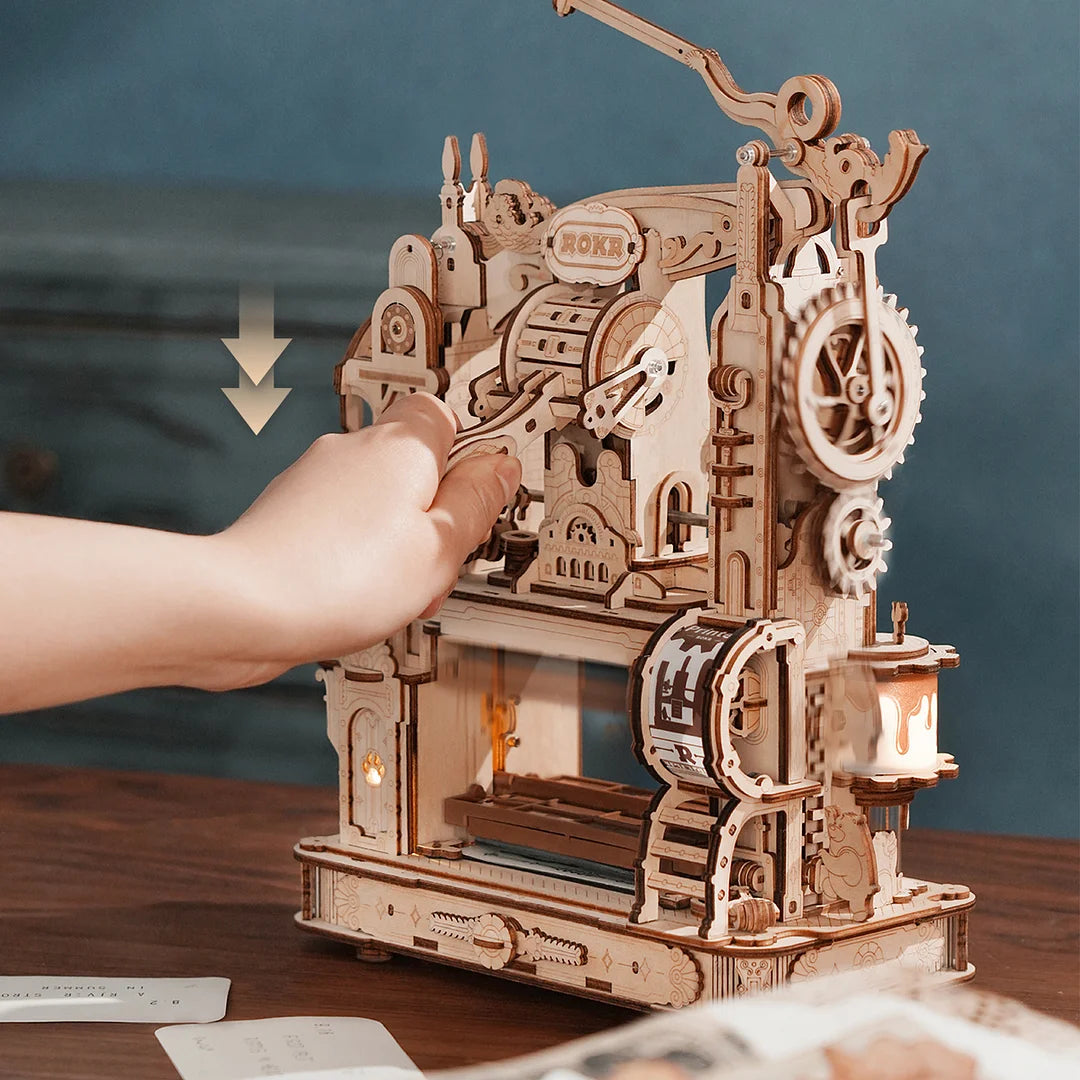 Classic Printing Press DIY Mechanical 3D Wooden Puzzle