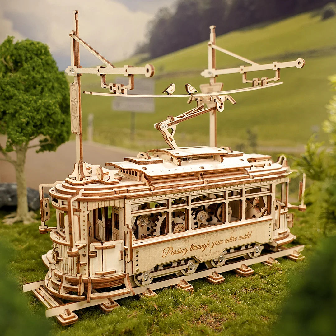 Classic City Tram DIY Moving 3D Wooden Puzzle