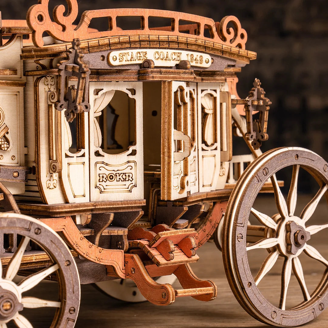 Stagecoach Mechanical Music Box 3D Wooden Puzzle