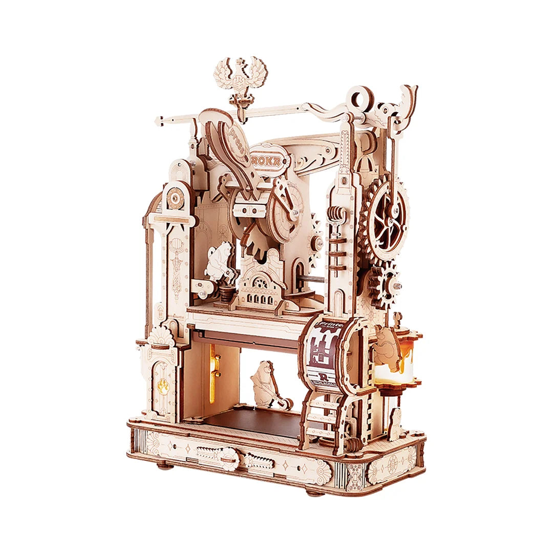 Classic Printing Press DIY Mechanical 3D Wooden Puzzle