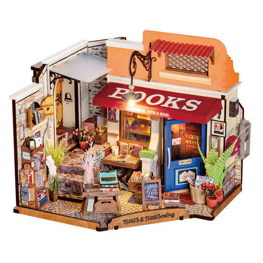 Corner Bookstore DIY 3D Miniature Dollhouse Kit