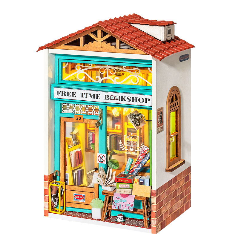 Free Time Bookshop DIY Miniature Dollhouse Kit