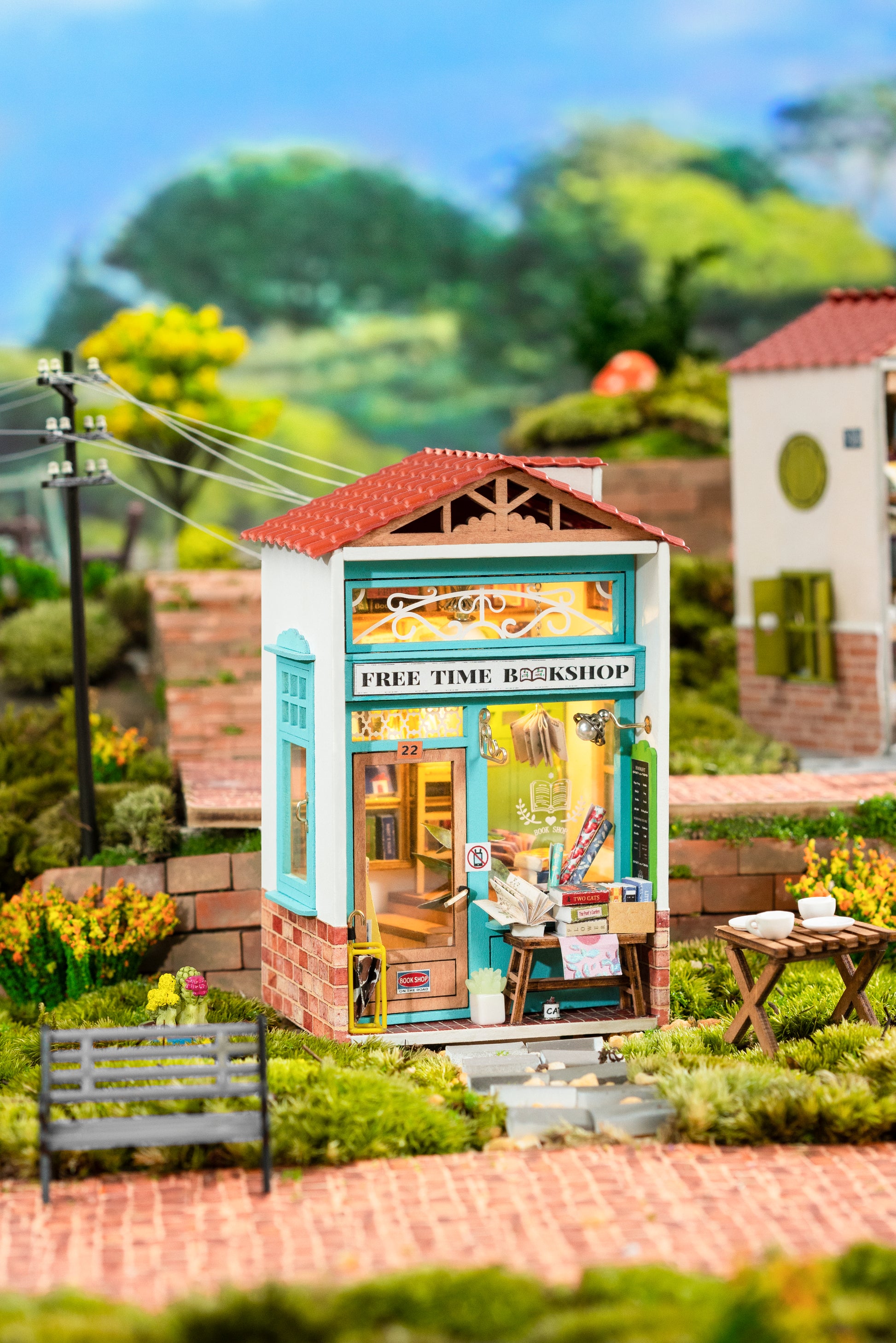 Free Time Bookshop DIY Miniature Dollhouse Kit