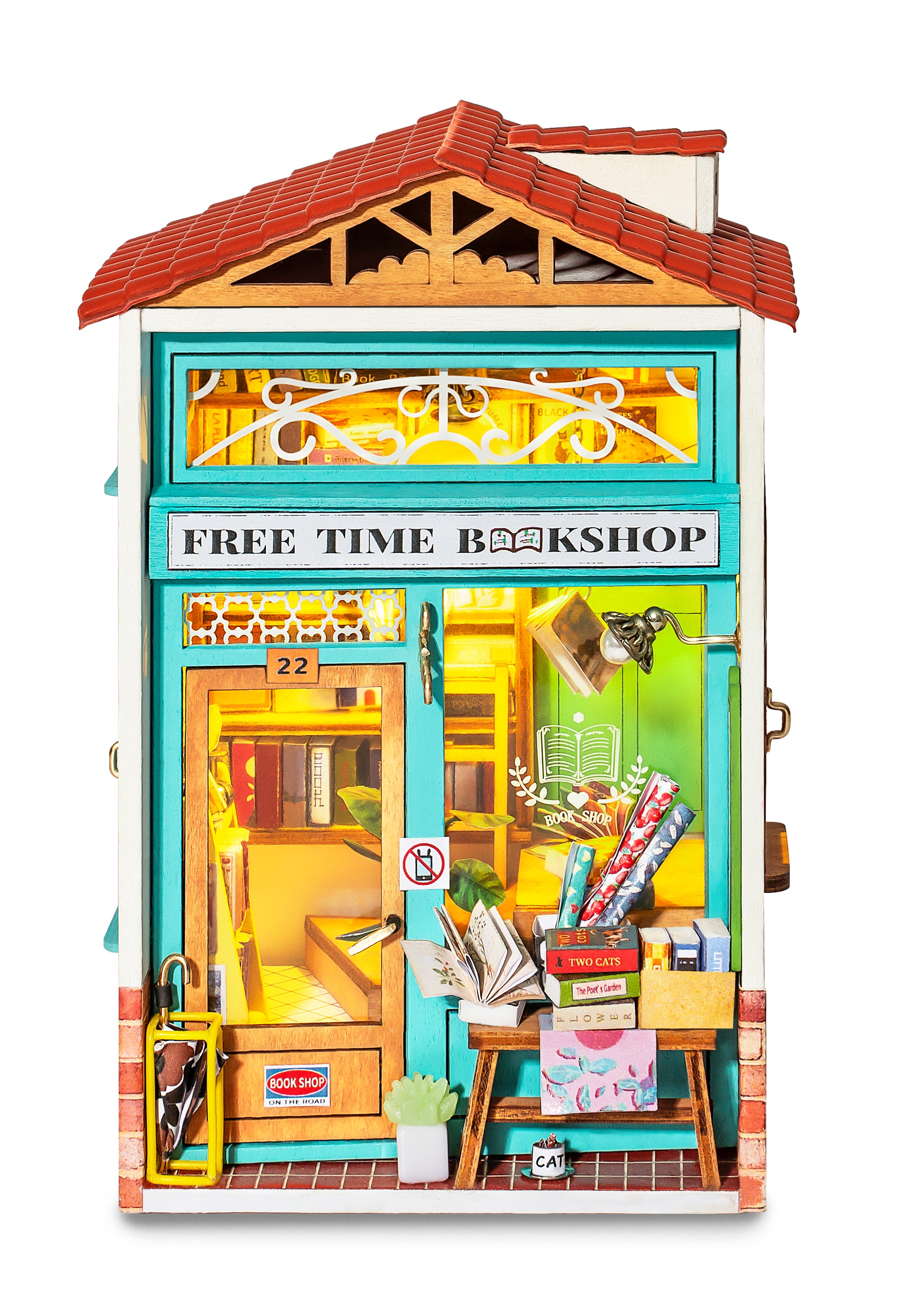 Free Time Bookshop DIY Miniature Dollhouse Kit