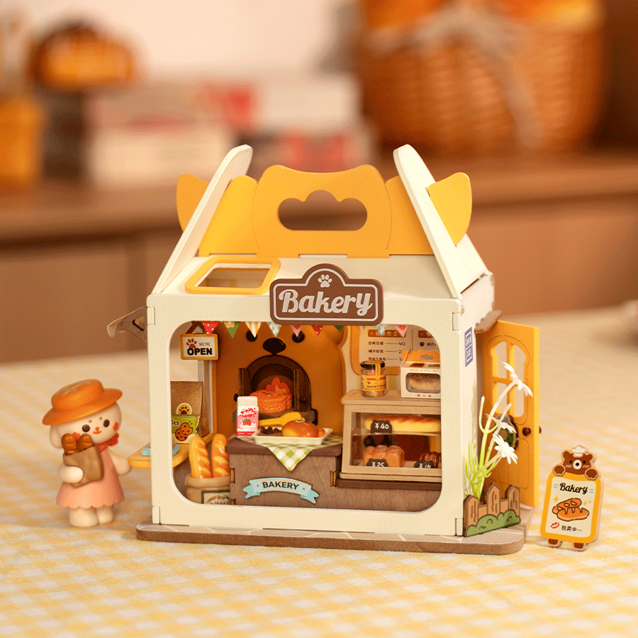 Robotime Teddy's Breadbox Food Box Shop DIY 3D Miniature Dollhouse Kit