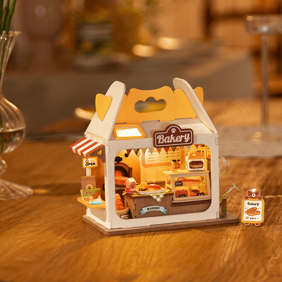 Robotime Teddy's Breadbox Food Box Shop DIY 3D Miniature Dollhouse Kit