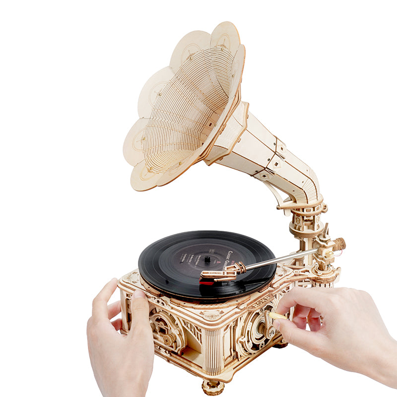 Robotime Classic Gramophone 3D Wooden Puzzle (Electric Version)