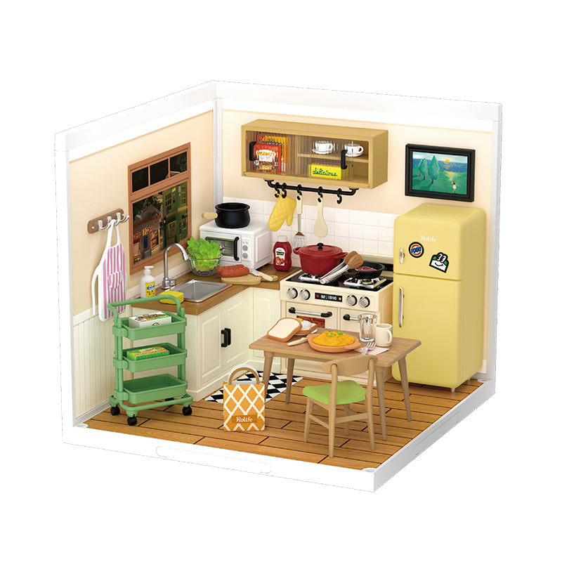 Super Store Series Happy Meals Kitchen DIY Miniature Dollhouse Kit