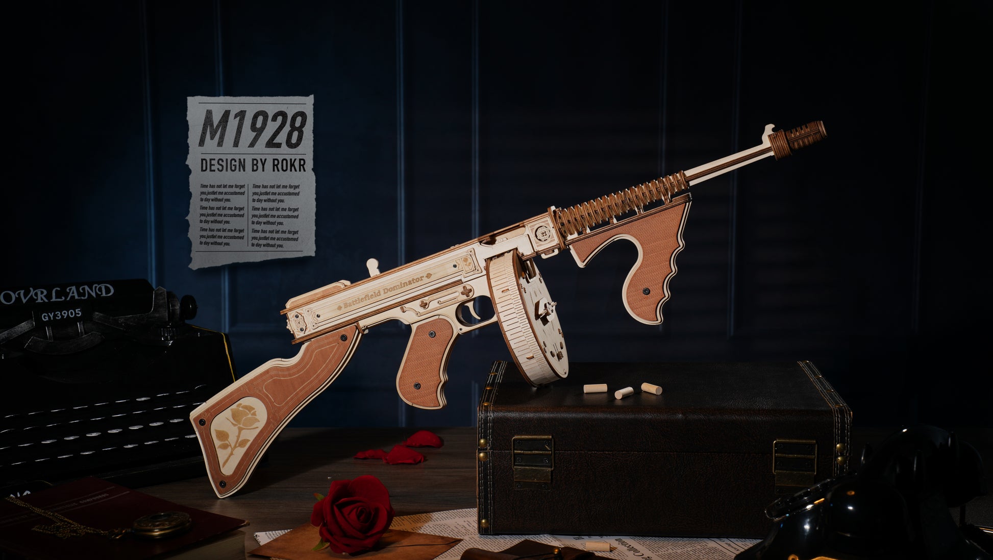 Thompson Submachine Toy Gun 3D Wooden Puzzle