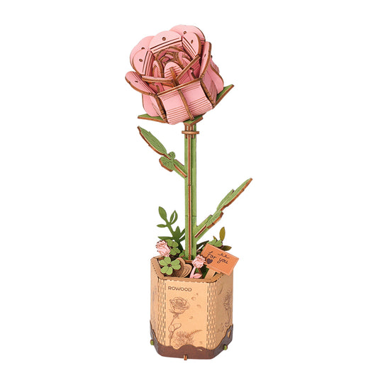 Pink Rose Flower Bouquet Series DIY 3D Wooden Puzzle