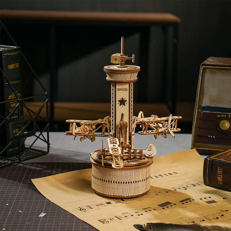 Airplane Control Tower Mechanical Music Box