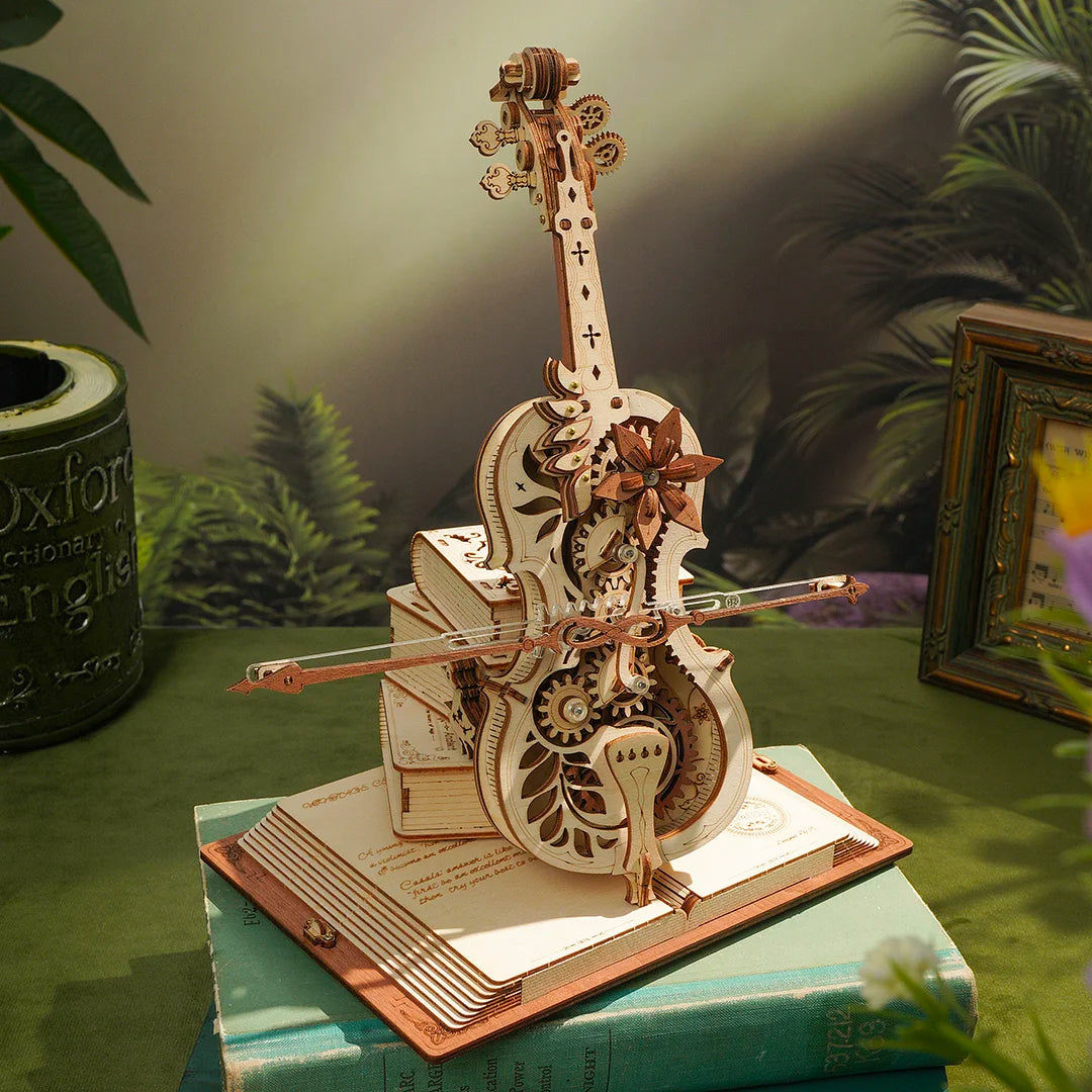 Magic Cello Mechanical Music Box 3D Wooden Puzzle