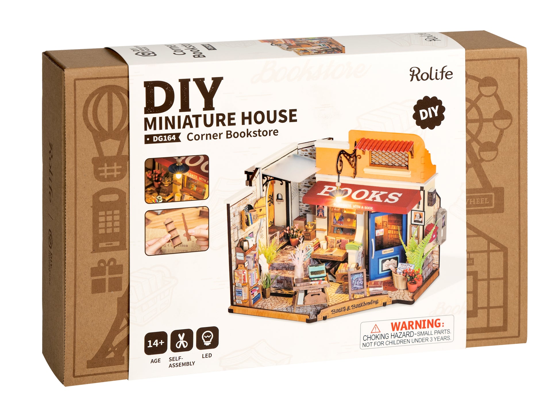 Corner Bookstore DIY 3D Miniature Dollhouse Kit