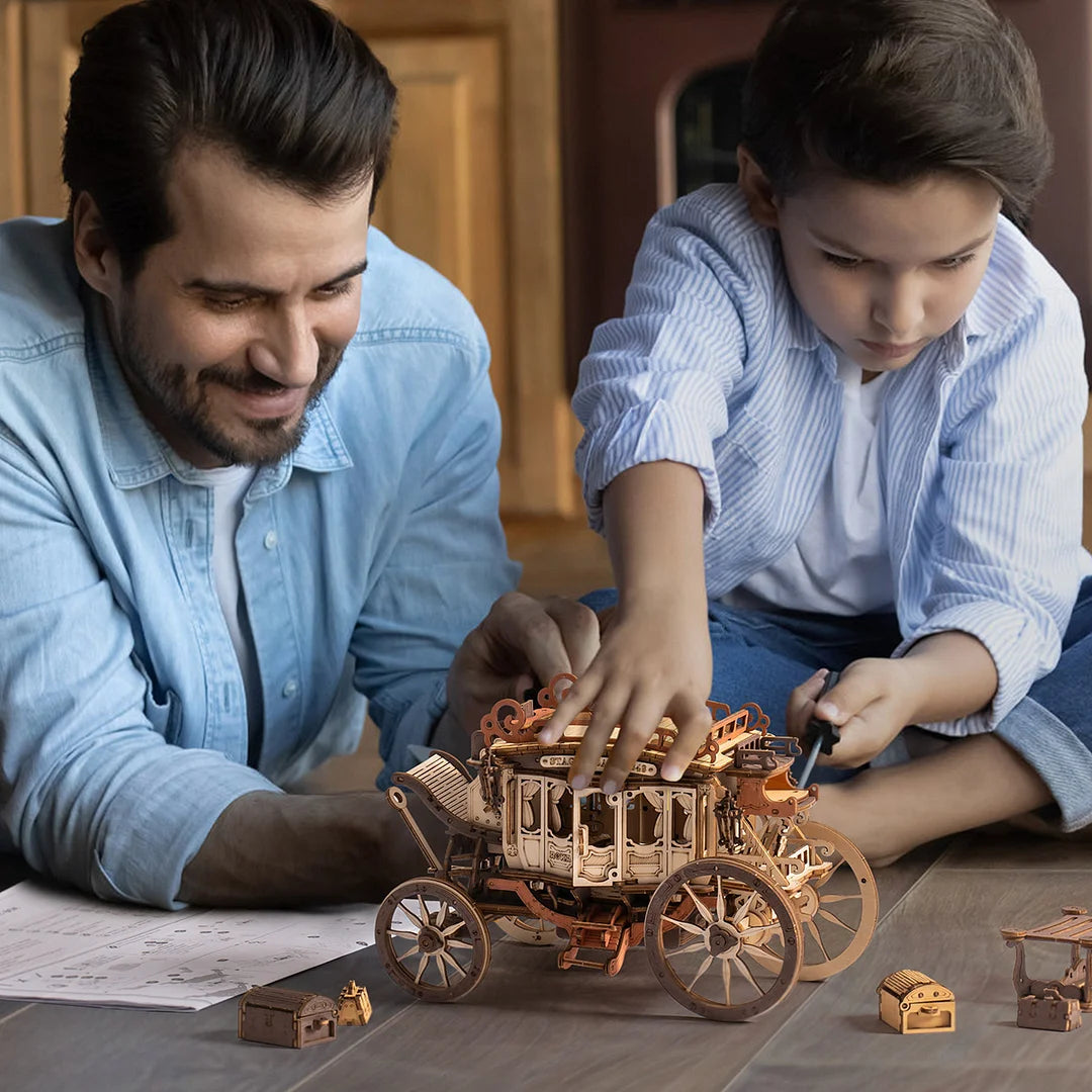 Stagecoach Mechanical Music Box 3D Wooden Puzzle