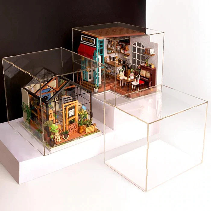 Acrylic Display Case Dust Cover For Robotime DIY Miniature Dollhouses