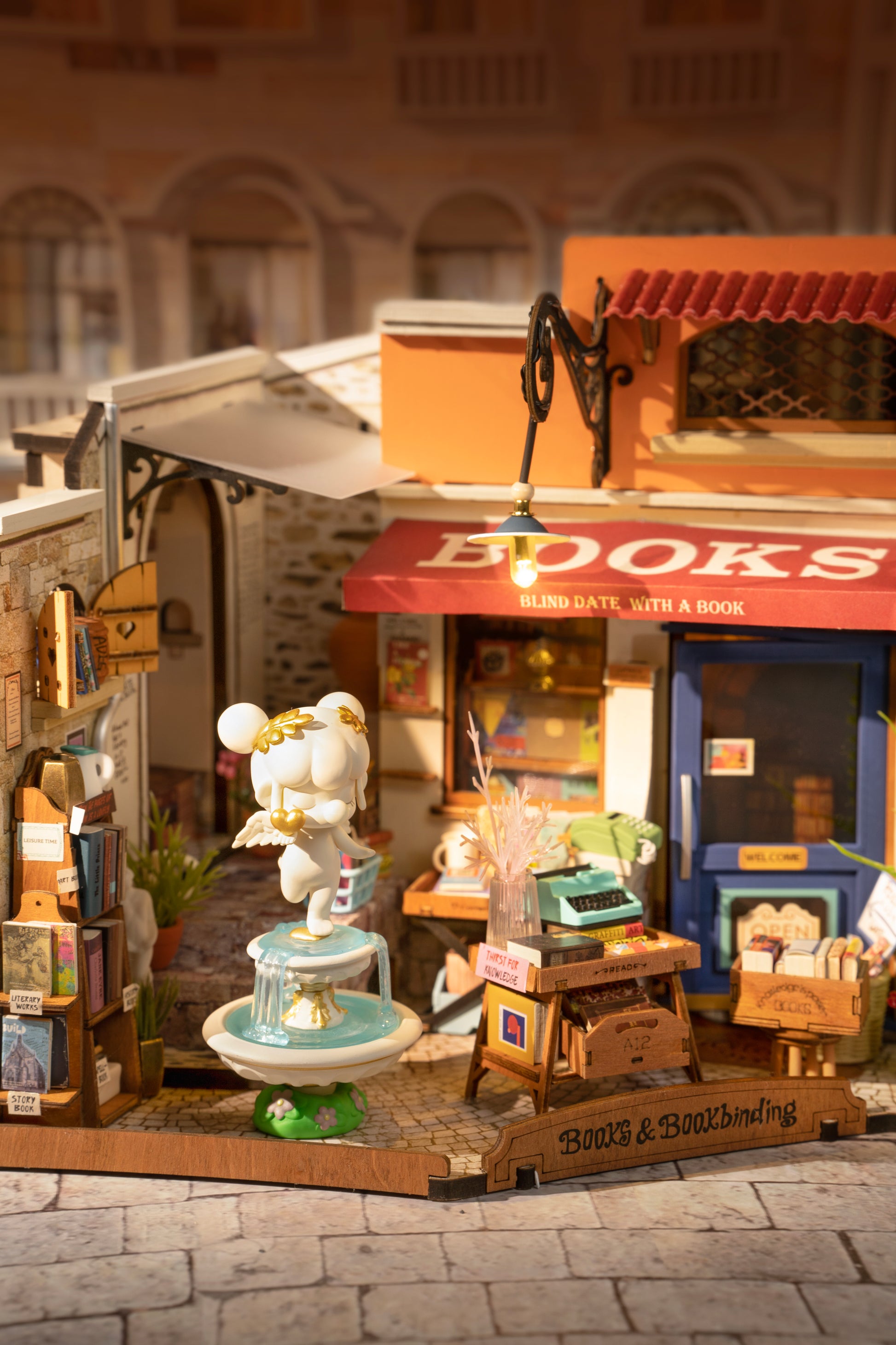 Corner Bookstore DIY 3D Miniature Dollhouse Kit