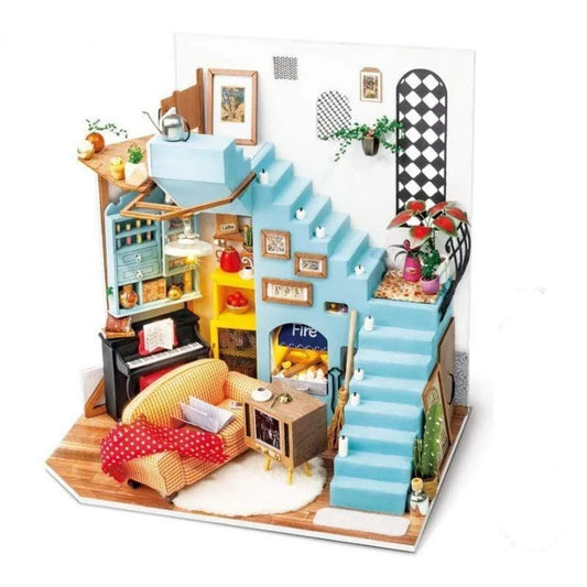 Joy's Peninsula Living Room Wooden DIY Miniature Dollhouse