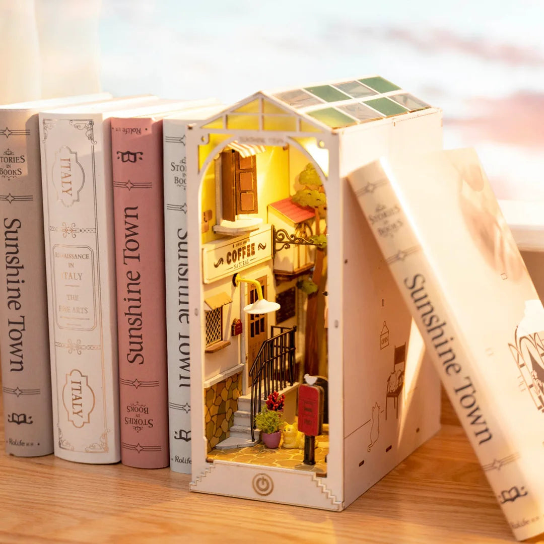 Sunshine Town DIY Book Nook Shelf Insert Miniature Dollhouse