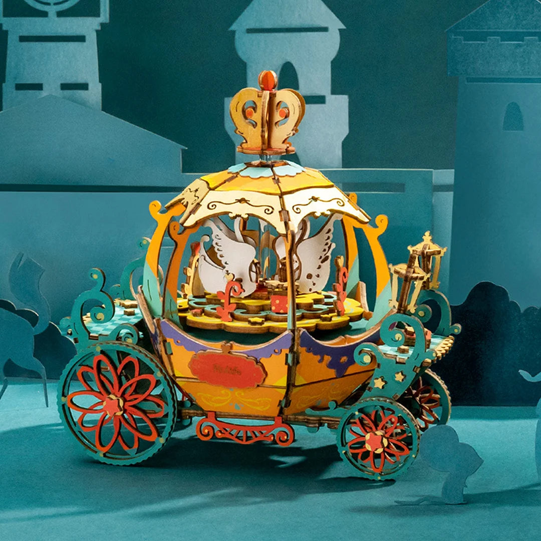 Pumpkin Carriage Music Box DIY 3D Wooden Puzzle